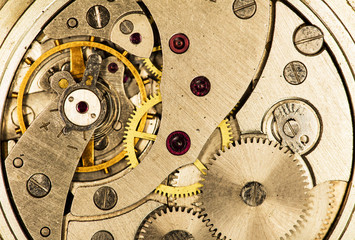 clockwork old mechanical watch, high resolution and detail