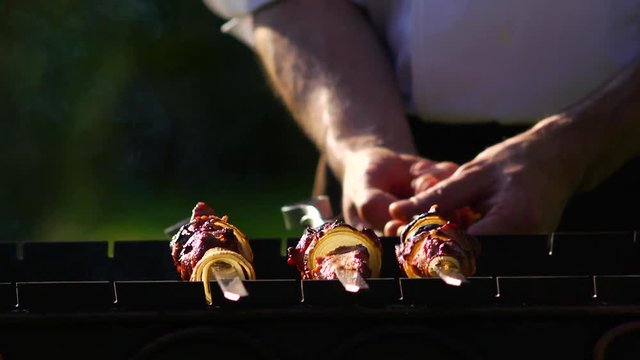 BBQ at summer close-up