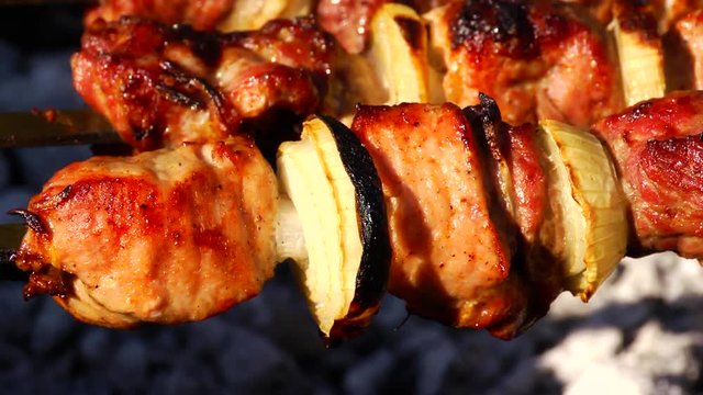 BBQ in braizer close-up