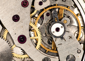 clockwork old mechanical watch, high resolution and detail