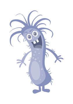 Blue Bacteria Cartoon Vector Character Icon 