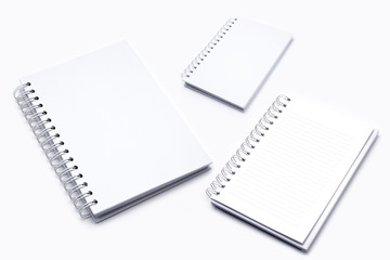 White leather notebook isolated on white background