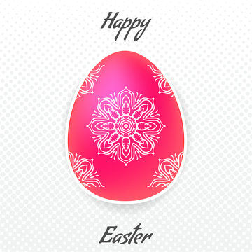 Pink Easter egg with mandala pattern