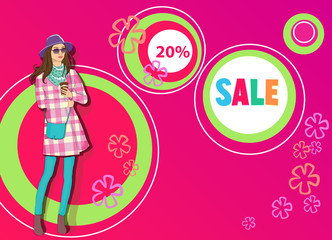 Shopping girl young sexy vector illustration