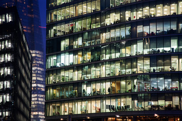 windows of Skyscraper Business Office, Corporate building in London City, England, UK