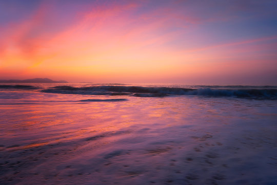 sunset on beach shore
