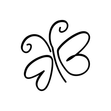 monochrome contour with sketch butterfly vector illustration