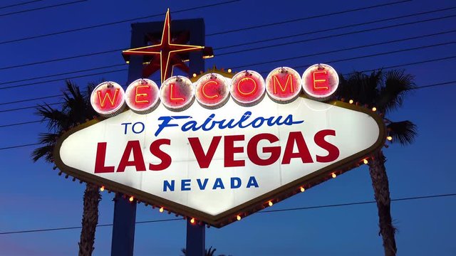  High quality video of welcome to fabulous Las Vegas Sign at night in 4K