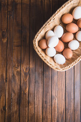 chicken eggs in basket