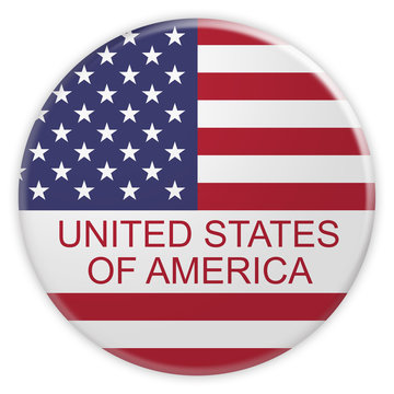 News Concept Badge: United States of America Button With US Flag, 3d illustration on white background