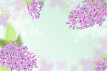 Vector web banners with purple, pink, blue and white lilac flowers.