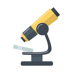 Yellow Microscope Flat Vector Icon 