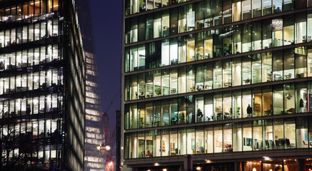 Obraz premium windows of Skyscraper Business Office, Corporate building in London City, England, UK