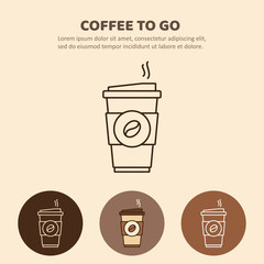 Coffee to go icon. Paper cup icon for web and graphic design.