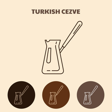 Turkish coffee pot. Cezve icon.