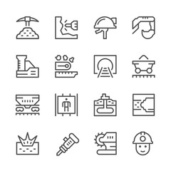 Set line icons of mining