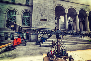Television set lighting in downtown Los Angeles
