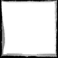 Abstract halftone frame, border. Vector grunge dots background