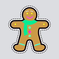 New Year Decorated Gingerbread in Shape of Man