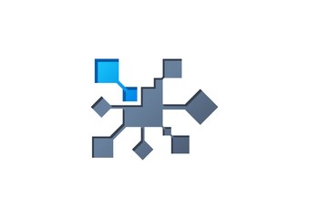 square technology connection logo icon, abstract square connecting data symbol sign, modern technology business connection shape ideas concept vector design