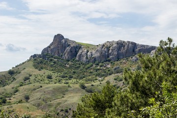 Fototapeta na wymiar South Crimea landscape. Mountain view from ancient Karadag volcano