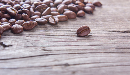 coffee beans on a wooden table
