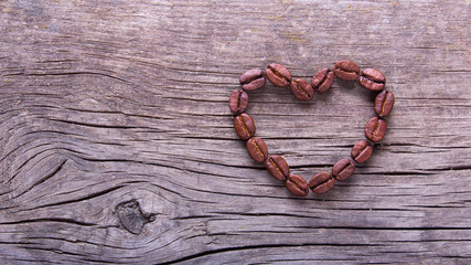 Heart from coffee beans. I love coffee