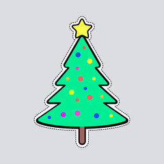 Christmas Tree with Bright Balls and Yellow Star