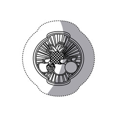 emblem fruits icon stock, vector illustration design