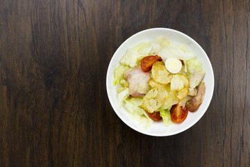 Caesar salad delicious healthy food tomatoes croutons Parmesan cheese and fresh mozzarella