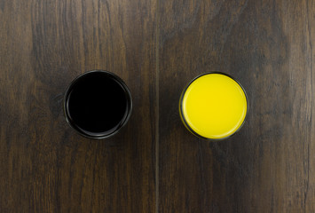 Coca orange juice bad food healthy food the confrontation of the bad foods with beneficial