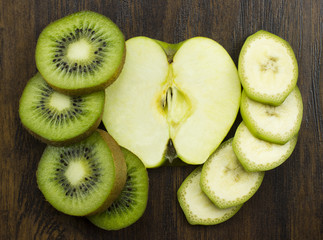 kiwi apple banana beautifully arranged fresh juicy vitamins tropical © TimofeyRM