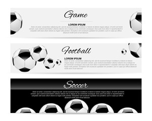 Soccer or Football Black Banner With 3d Ball and Scoreboard