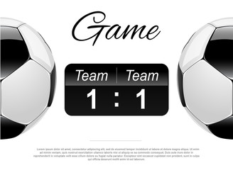 Soccer or Football Black Banner With 3d Ball and Scoreboard