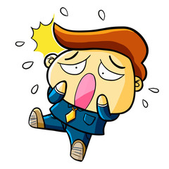 Funny businessman get afraid expression - vector.