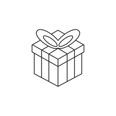 Gift box line icon, outline vector logo illustration, linear pictogram isolated on white. Present symbol
