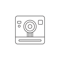 Retro camera line icon, outline vector logo illustration, linear pictogram isolated on white