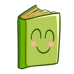 Cute and funny smiling green book - vector.