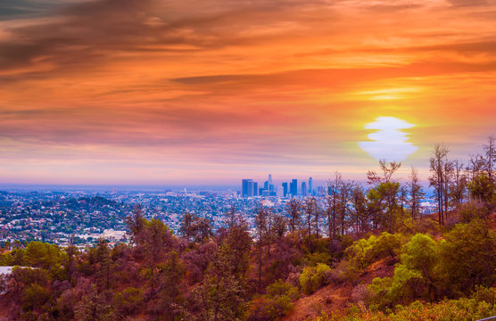 Pink sunset in Los Angeles