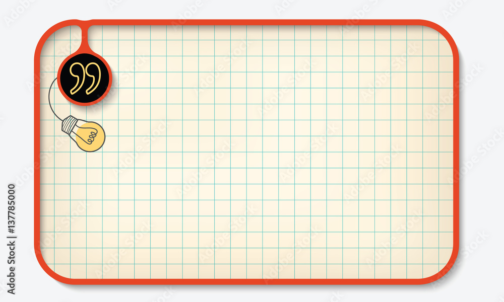 Poster text box for fill your text with graph paper and quotation mark