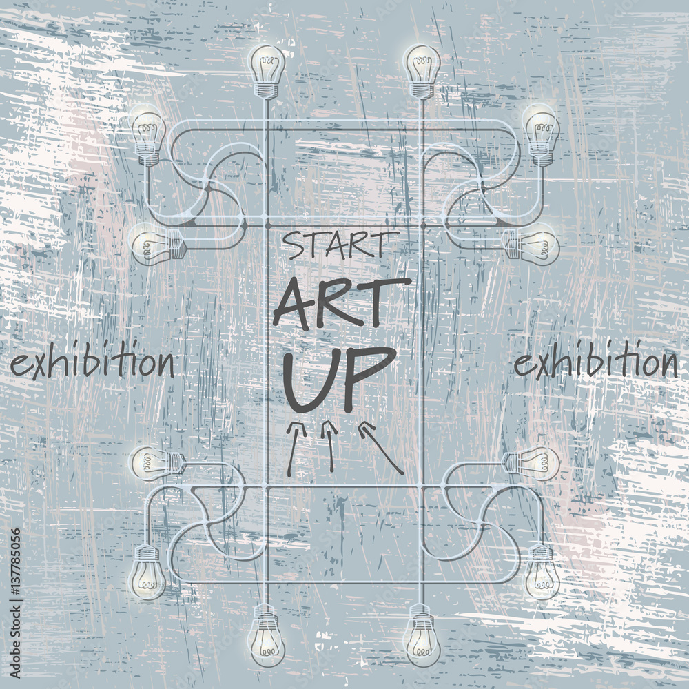 Poster abstract background and connected symbols with theme of art