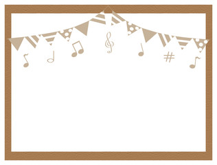ナチュラルカラーのガーランド&音符・ウッド調フレーム
