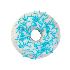 Donut with glaze and blue sprinkles