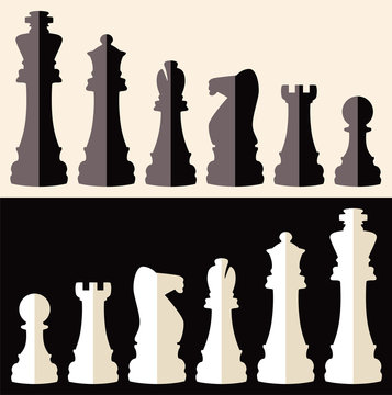 vector set of flat icons of chess pieces