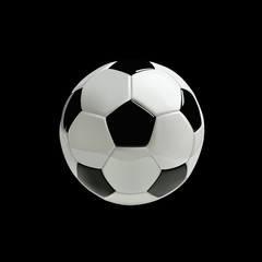 Naklejka premium Realistic soccer ball on black background.