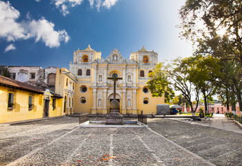  La Merced church in central of Antigua, Guatemala. - 137787293