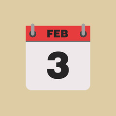 calendar flipping date time day month February simple flat vector illustration application app logo icon