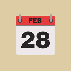 calendar flipping date time day month February simple flat vector illustration application app logo icon