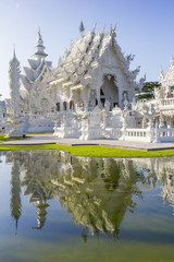 The beauty of the white temple in Thailand.