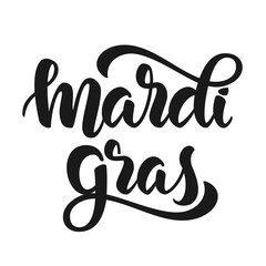 Vector illustration: Hand drawn modern brush lettering of Mardi Gras on white background